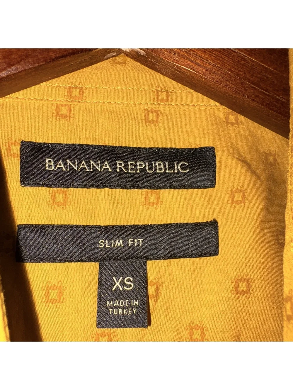 Banana Republic Slim Fit Button-Down Shirt - Mustard Yellow Print - Size XS